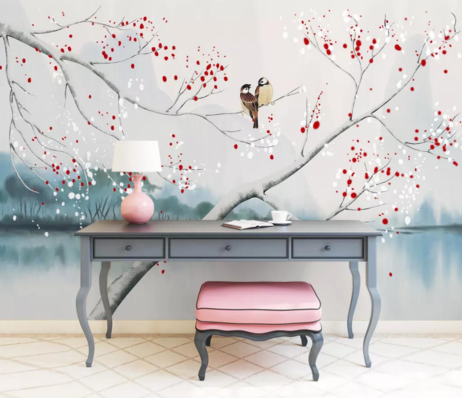 3D Plum Tree Bird WC582 Wall Murals