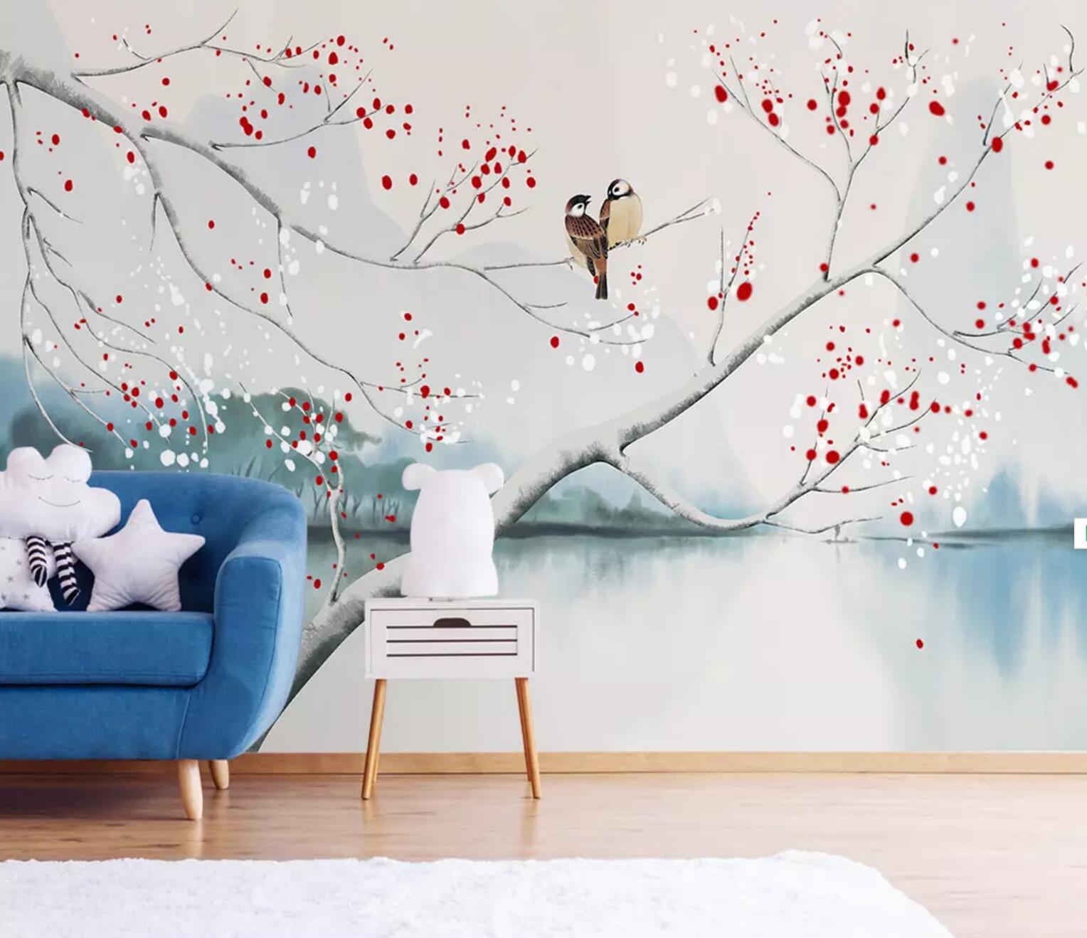 3D Plum Tree Bird WC582 Wall Murals