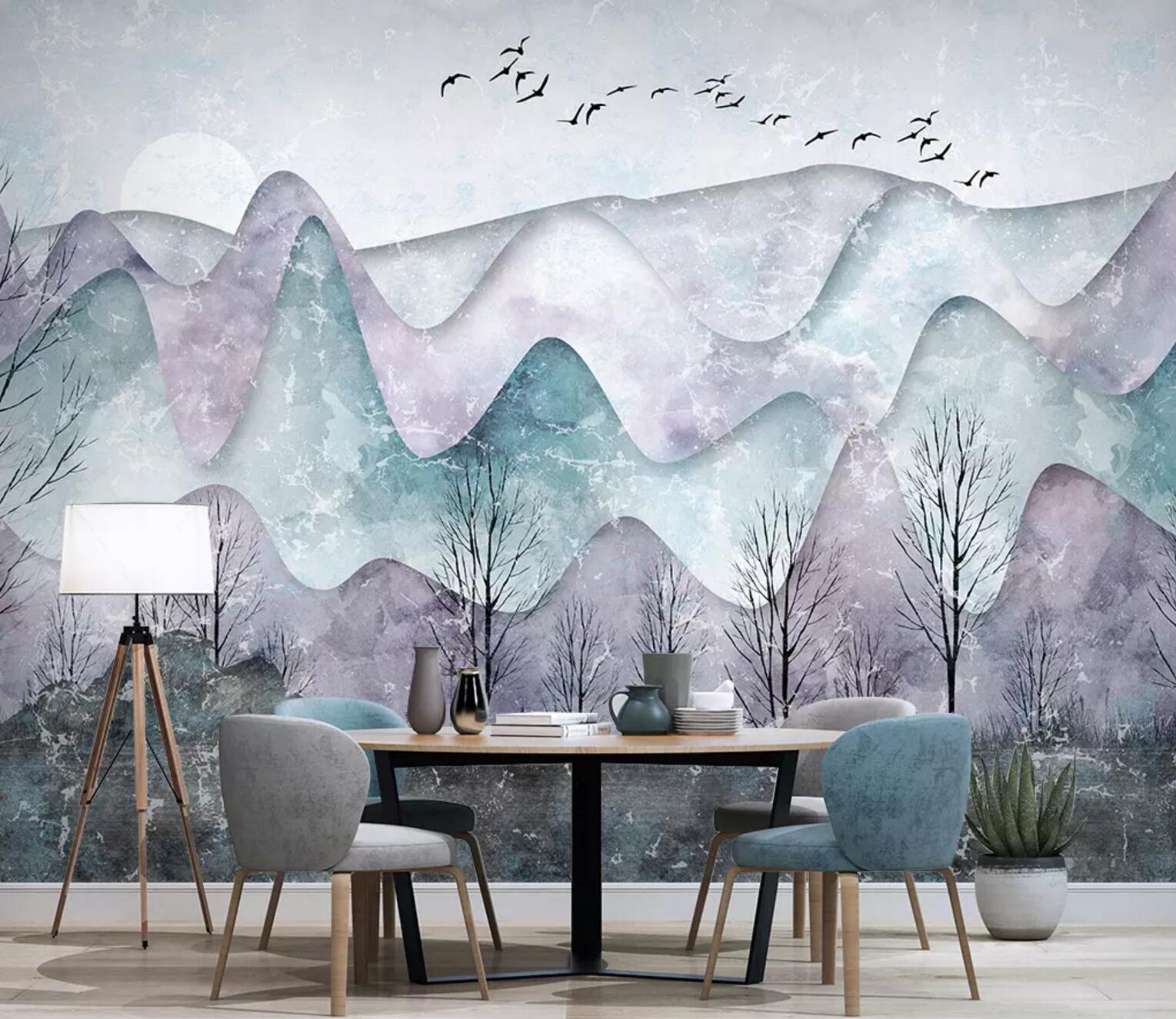 3D Purple Valley Tree WC804 Wall Murals