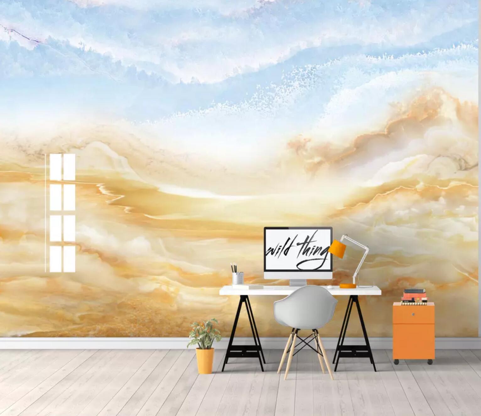 3D Yellow Cloud WC716 Wall Murals