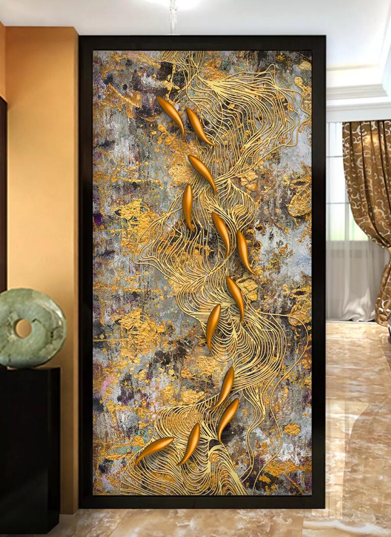 3D Golden Fish WC858 Wall Murals