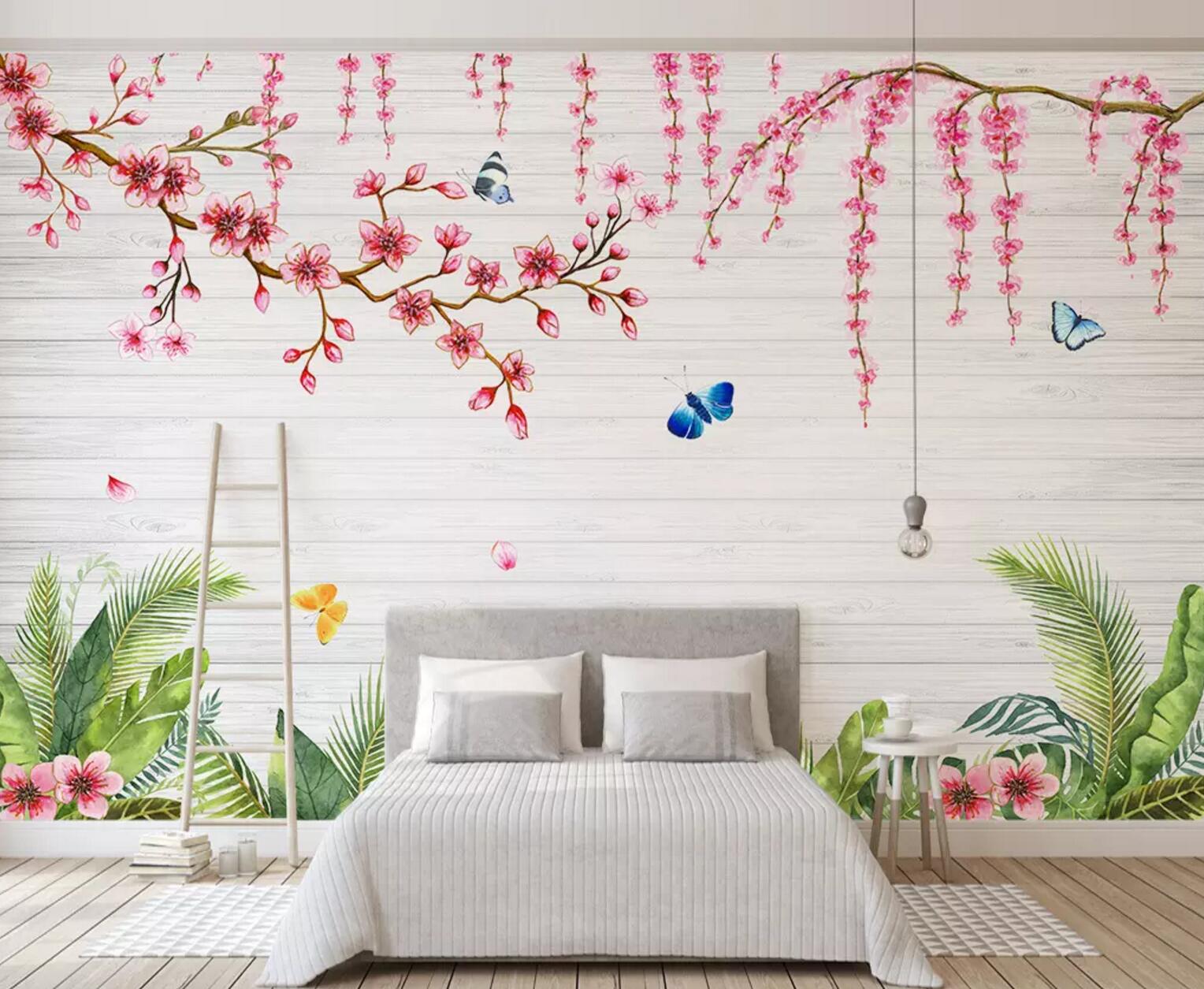 3D Plum Branch Butterfly WC735 Wall Murals