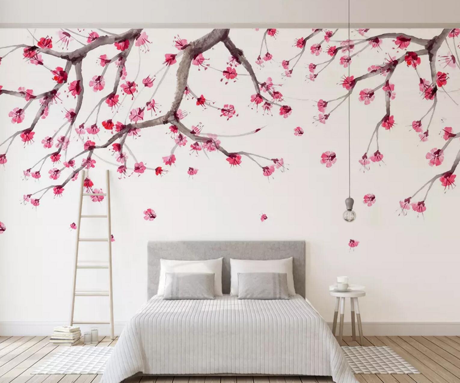 3D Plum Petals WC581 Wall Murals