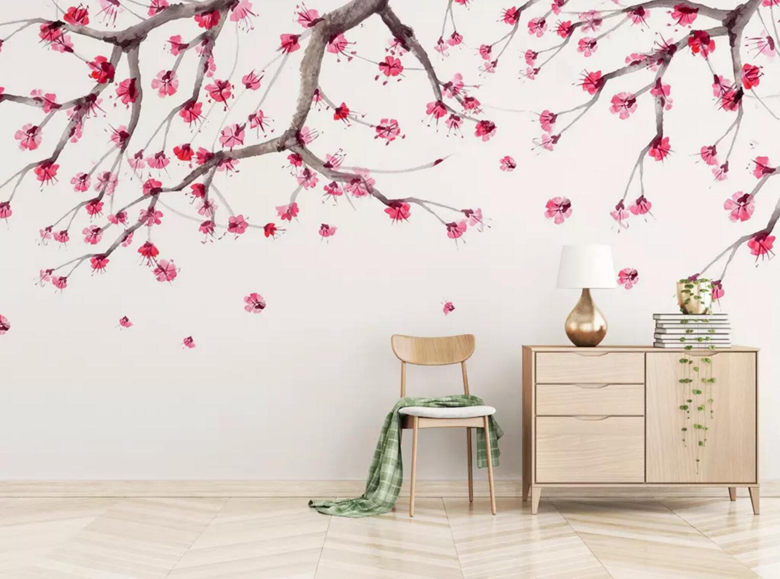 3D Plum Petals WC581 Wall Murals