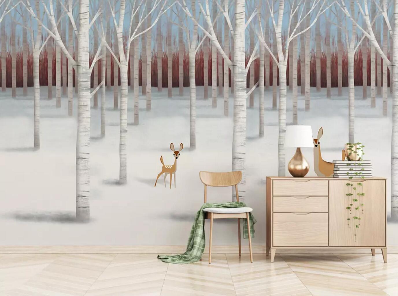 3D Deer Forest WC395 Wall Murals