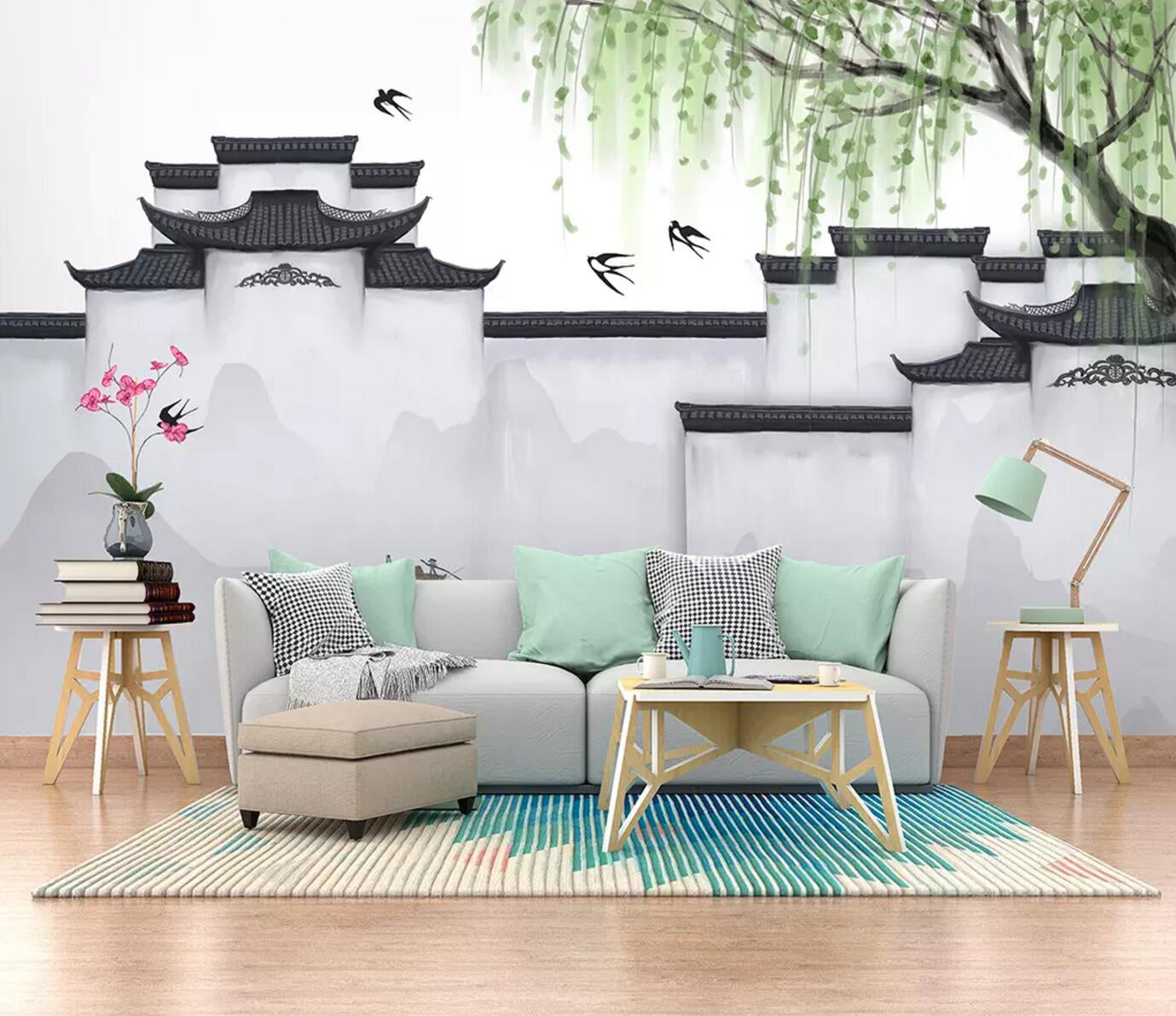 3D Willow Swallow WC614 Wall Murals