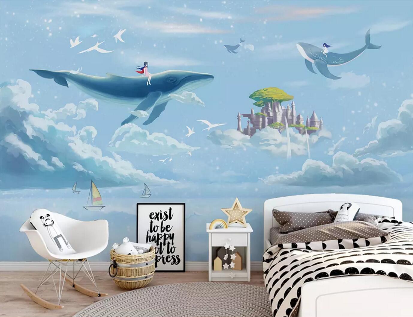 3D Whale Island WC494 Wall Murals