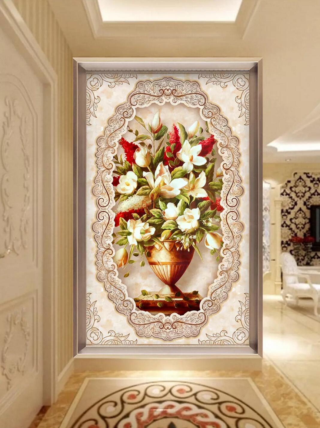 3D Vase Gardenia WC828 Wall Murals