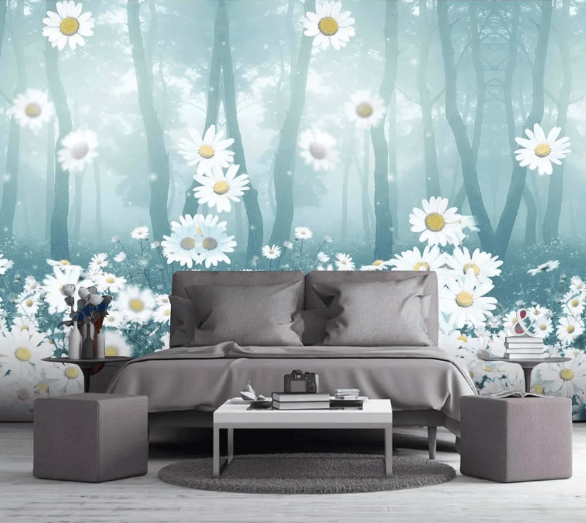 3D White Chrysanthemum Forest 1537 Wallpaper AJ Wallpaper 2 