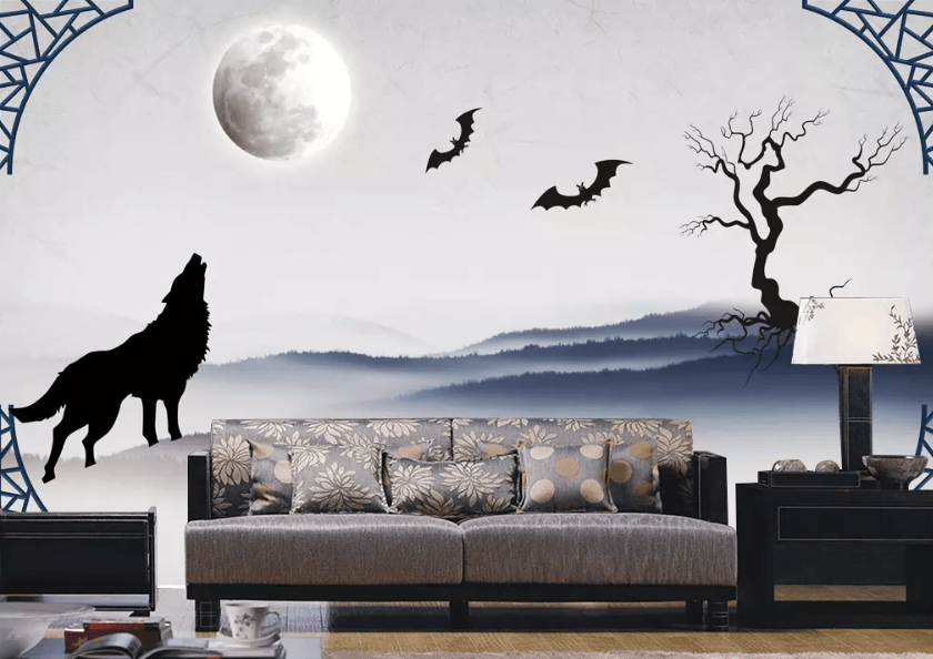 3D Moon Wolf Bat 1278 Wallpaper AJ Wallpaper 2 