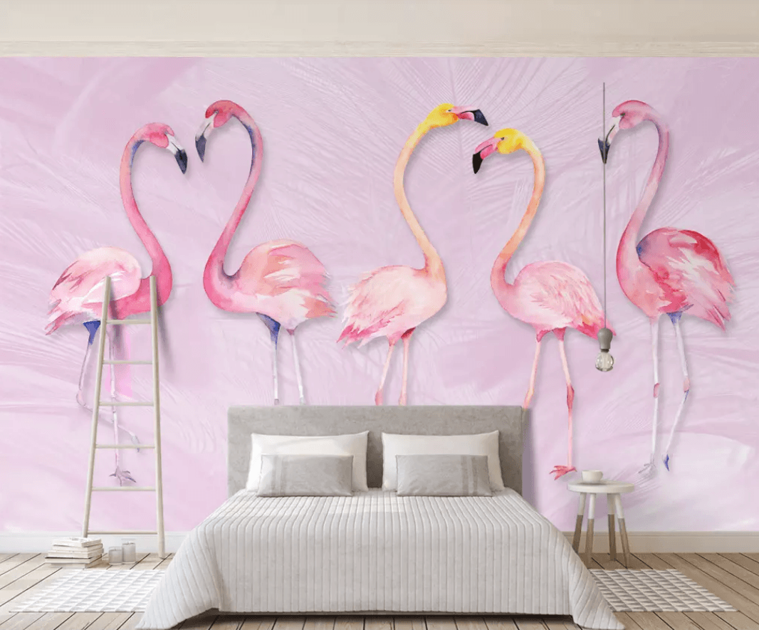 3D Pink Flamingo 1035 Wall Murals Wallpaper AJ Wallpaper 2 