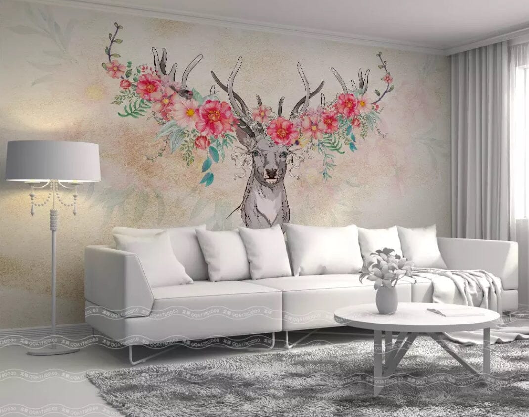 3D Sheep Flowers 1407 Wall Murals Wallpaper AJ Wallpaper 2 