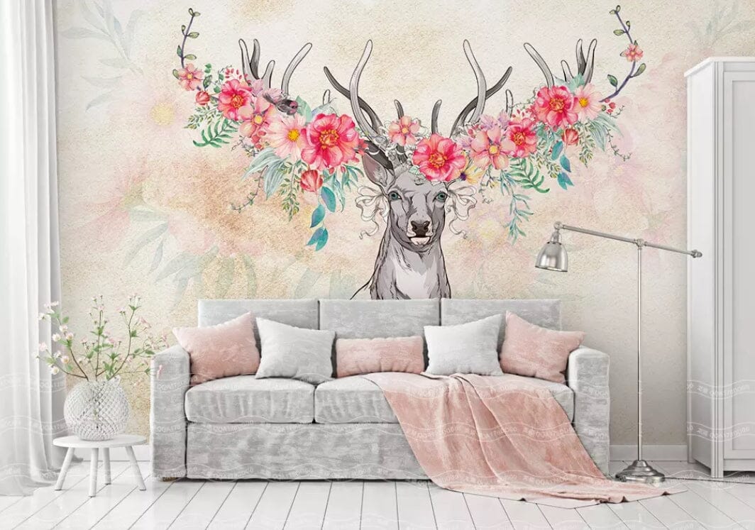 3D Sheep Flowers 1407 Wall Murals Wallpaper AJ Wallpaper 2 