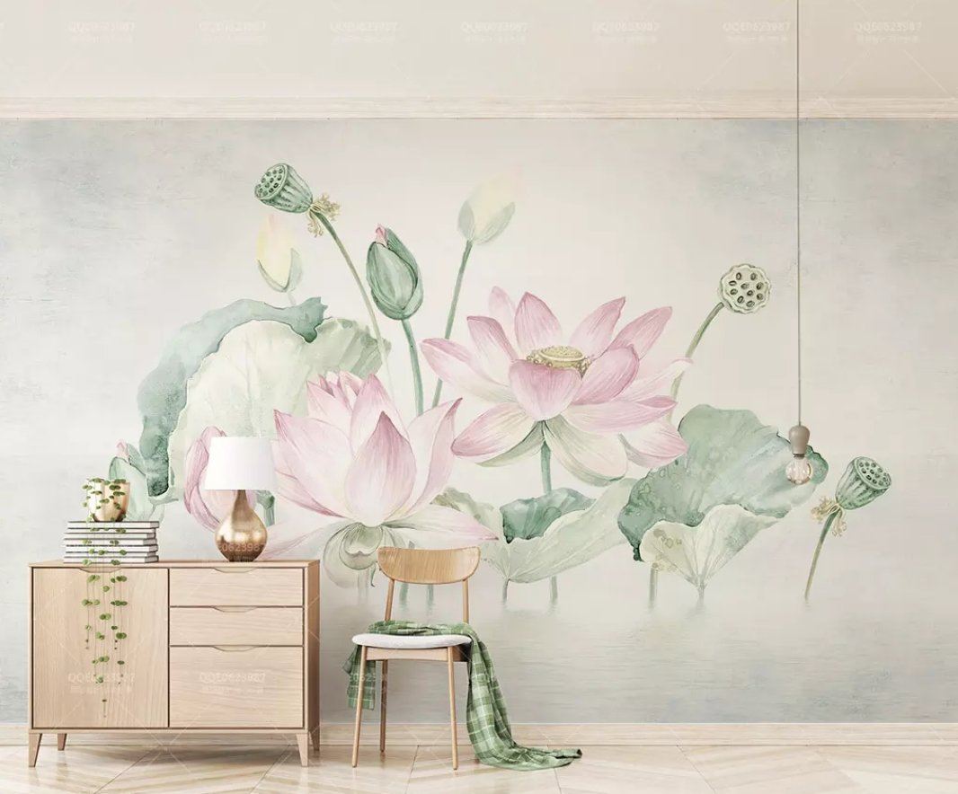 3D Lotus Pond 1402 Wall Murals Wallpaper AJ Wallpaper 2 