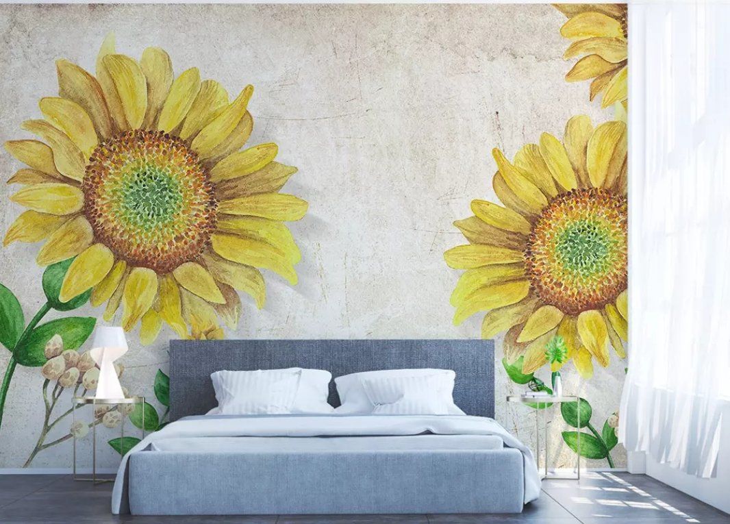 3D Yellow Flower 174 Wall Murals Wallpaper AJ Wallpaper 2 