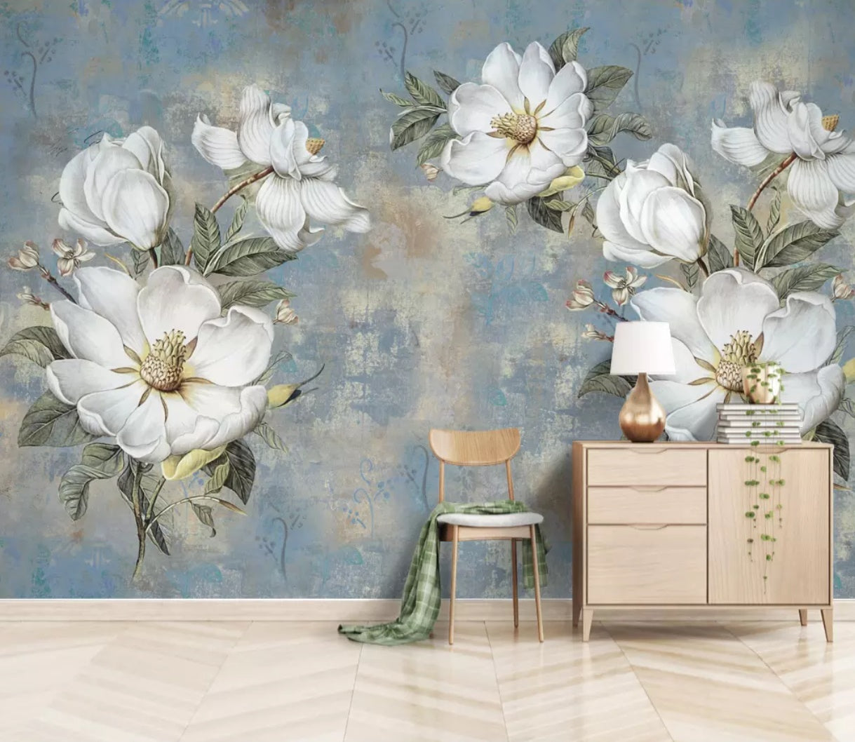 3D White Flowers 1355 Wall Murals Wallpaper AJ Wallpaper 2 