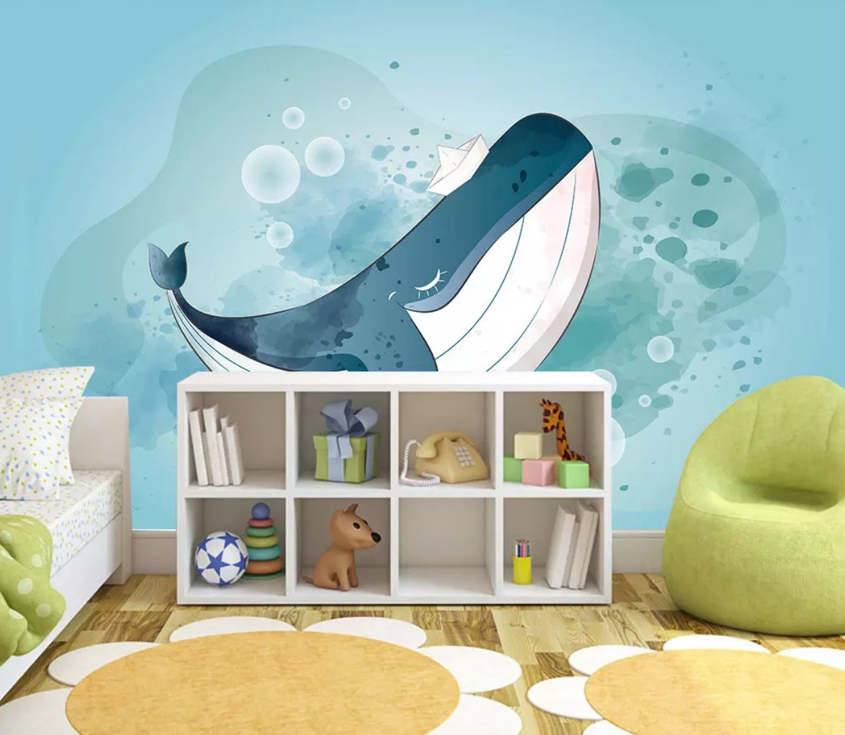 3D Cute Whale 1403 Wall Murals Wallpaper AJ Wallpaper 2 