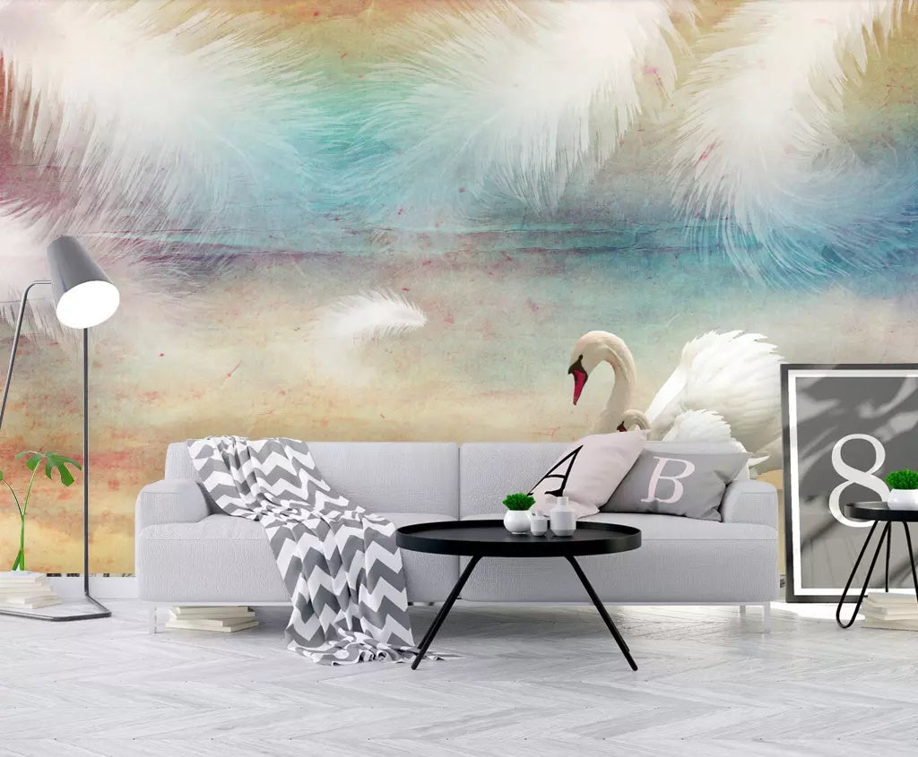 3D White Swan 1594 Wall Murals Wallpaper AJ Wallpaper 2 