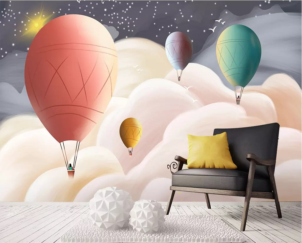 3D White Cloud Balloon 1752 Wall Murals Wallpaper AJ Wallpaper 2 