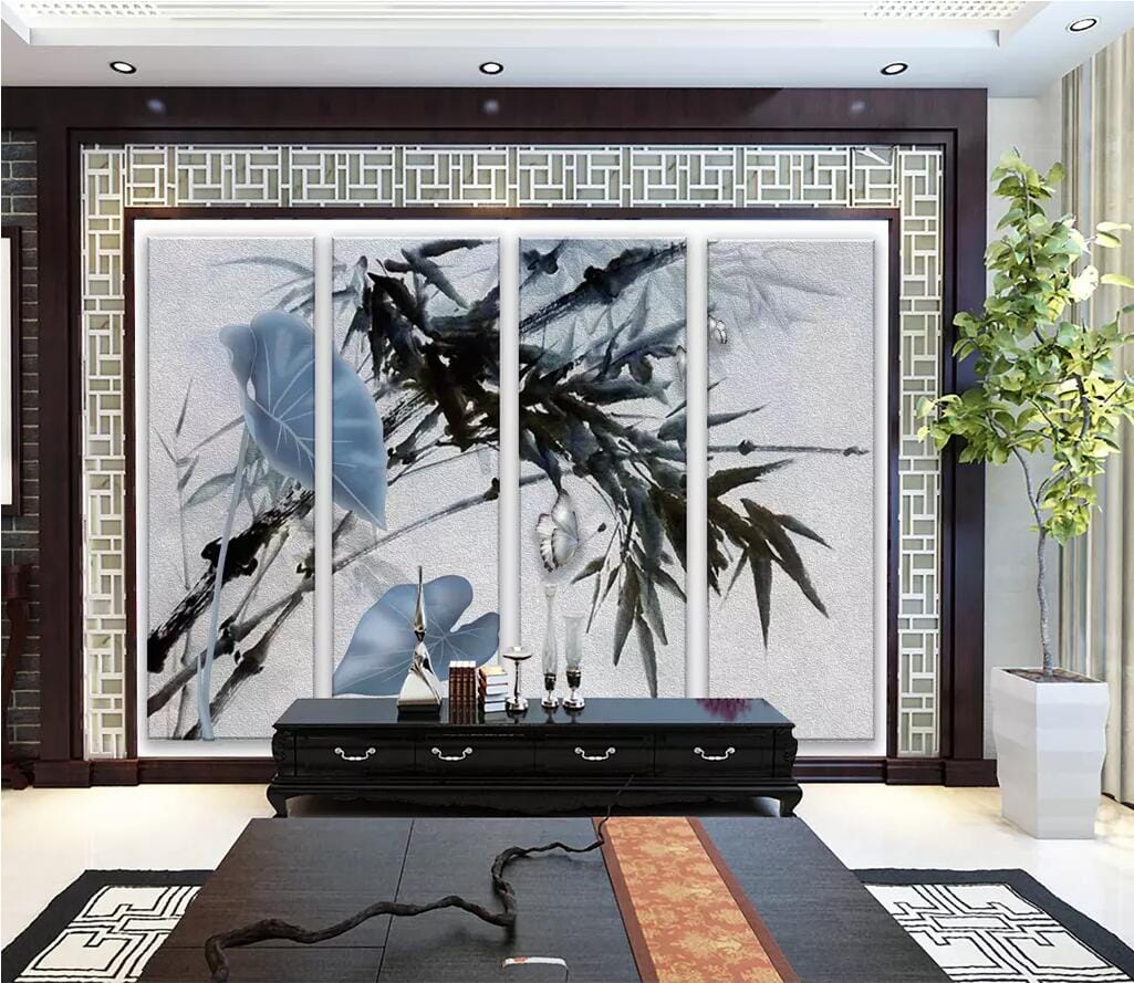 3D Bamboo Leaves 2700 Wall Murals Wallpaper AJ Wallpaper 2 