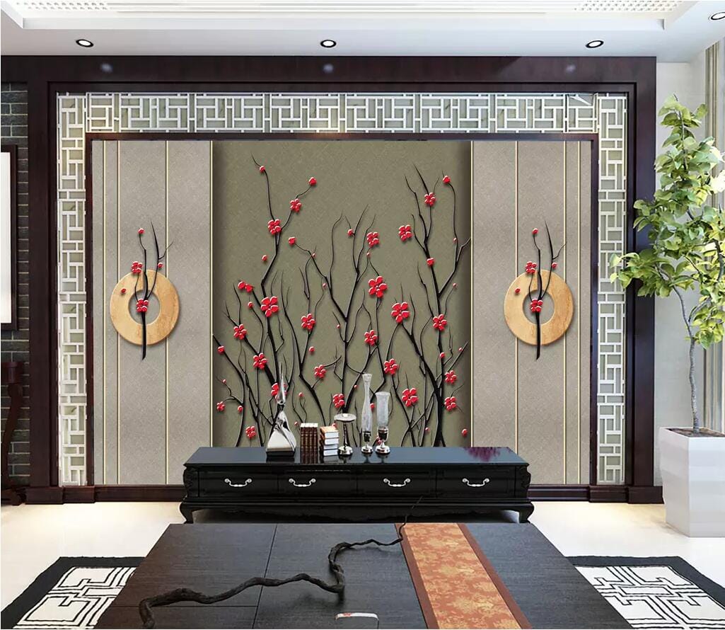 3D Red Plum 2698 Wall Murals Wallpaper AJ Wallpaper 2 