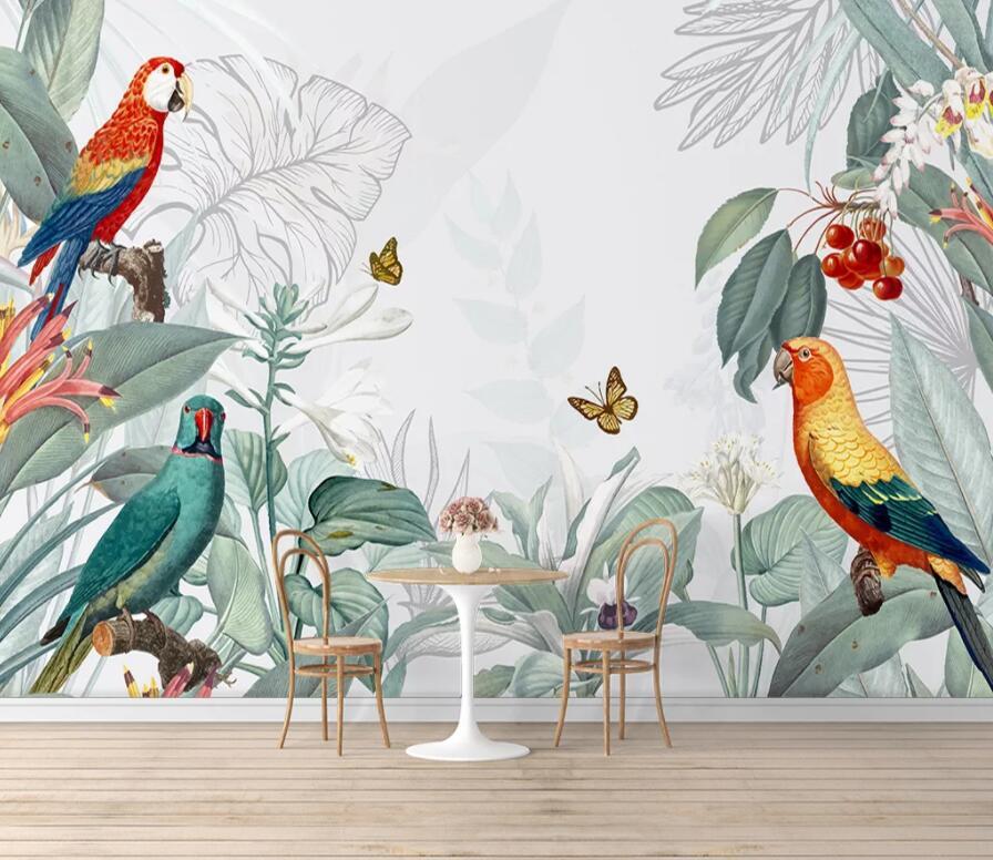 3D Bird Leaves 1617 Wall Murals Wallpaper AJ Wallpaper 2 