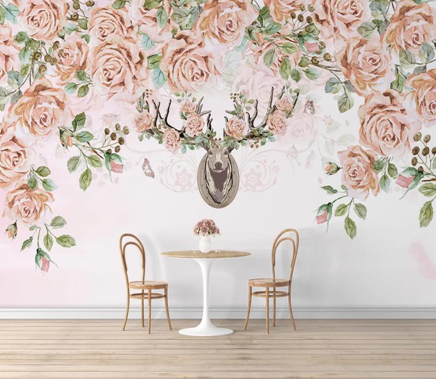 3D Elk Flower 1596 Wall Murals Wallpaper AJ Wallpaper 2 