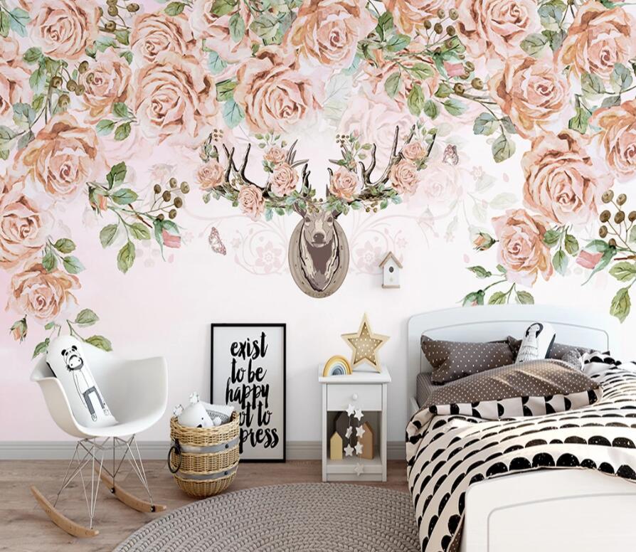 3D Elk Flower 1596 Wall Murals Wallpaper AJ Wallpaper 2 