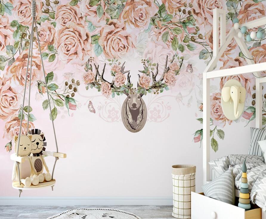 3D Elk Flower 1596 Wall Murals Wallpaper AJ Wallpaper 2 