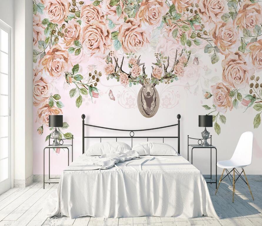 3D Elk Flower 1596 Wall Murals Wallpaper AJ Wallpaper 2 