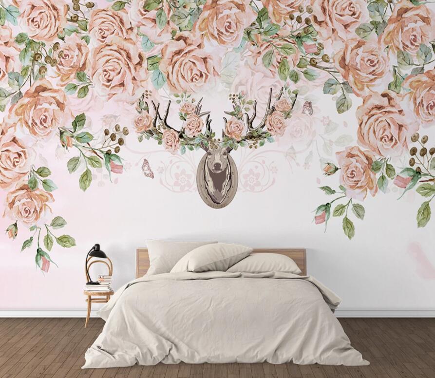 3D Elk Flower 1596 Wall Murals Wallpaper AJ Wallpaper 2 