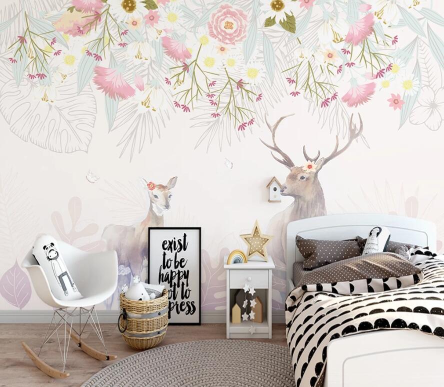 3D Fawn Flower 1490 Wall Murals Wallpaper AJ Wallpaper 2 