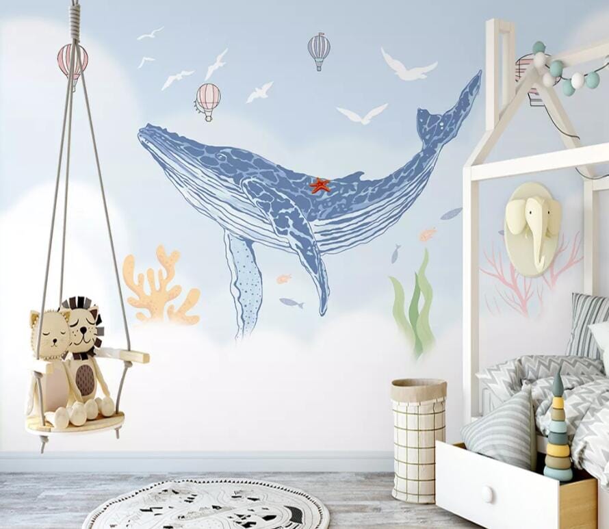 3D Blue Whale 2490 Wall Murals Wallpaper AJ Wallpaper 2 