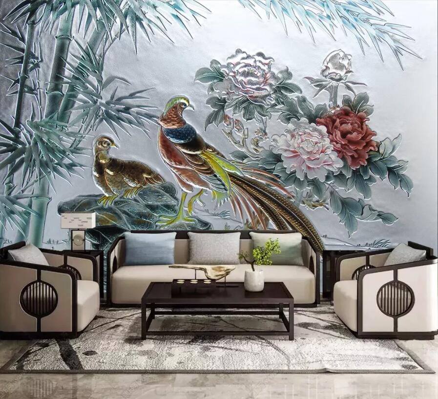 3D Flowers And Birds 2194 Wall Murals Wallpaper AJ Wallpaper 2 