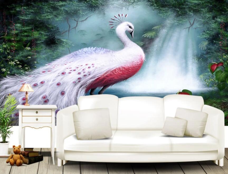 3D Peacock Lake 889 Wall Murals Wallpaper AJ Wallpaper 2 