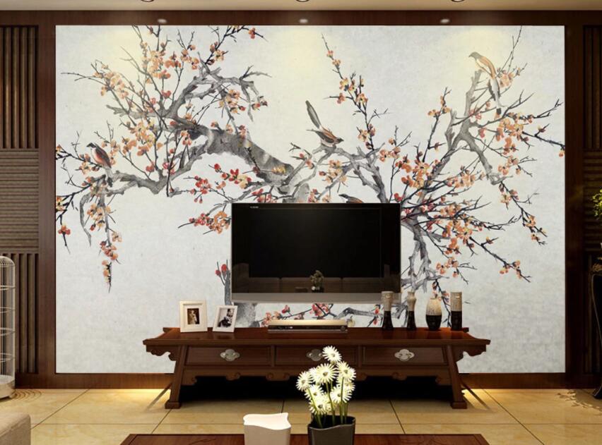 3D Plum Bird 1107 Wall Murals Wallpaper AJ Wallpaper 2 