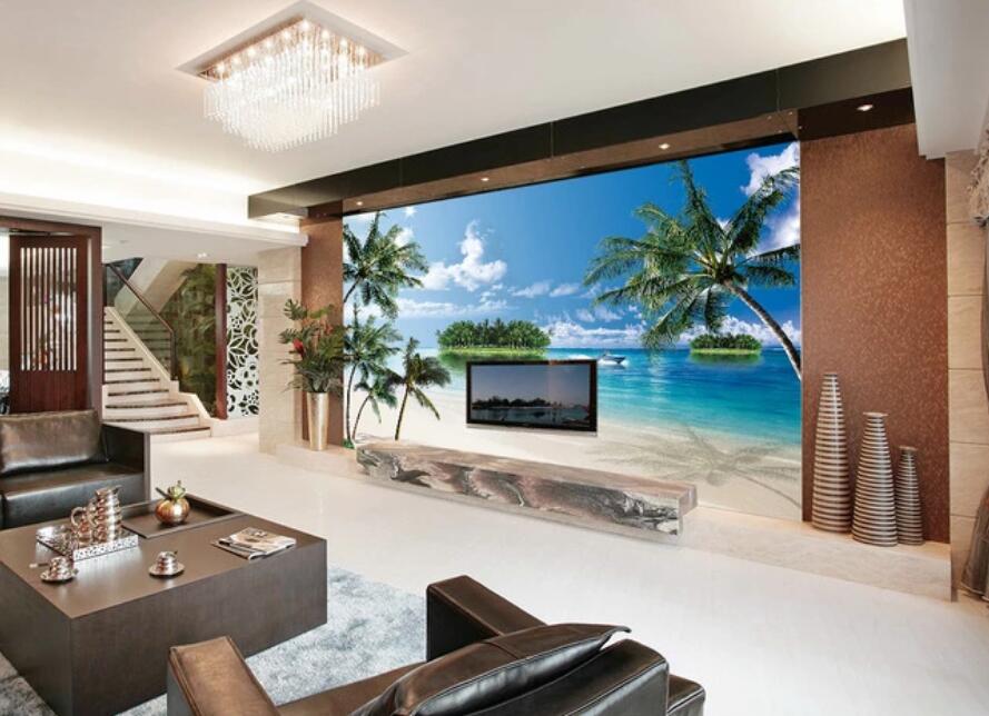 3D Sea Coconut 888 Wall Murals Wallpaper AJ Wallpaper 2 