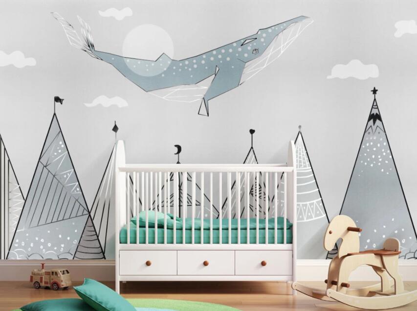 3D Cute Whale 1060 Wall Murals Wallpaper AJ Wallpaper 2 