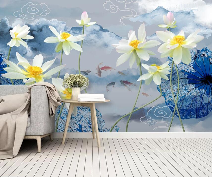3D Lotus 915 Wall Murals Wallpaper AJ Wallpaper 2 