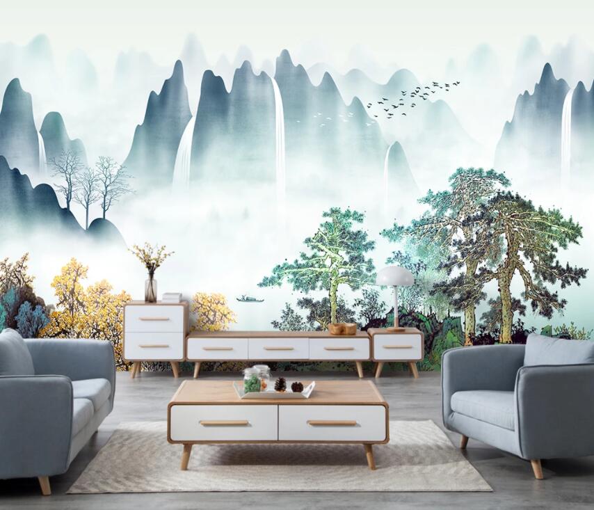 3D Foggy Forest 540 Wall Murals Wallpaper AJ Wallpaper 2 