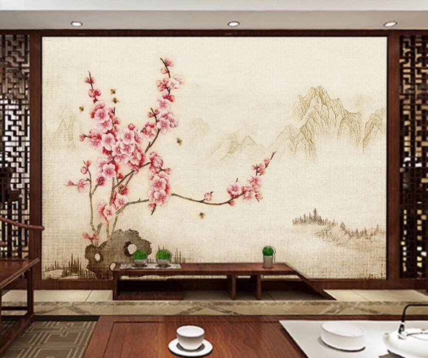 3D Peach Blossom 1833 Wall Murals Wallpaper AJ Wallpaper 2 