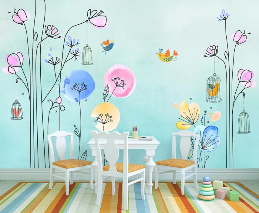 3D Small Tree Bird 464 Wall Murals Wallpaper AJ Wallpaper 2 