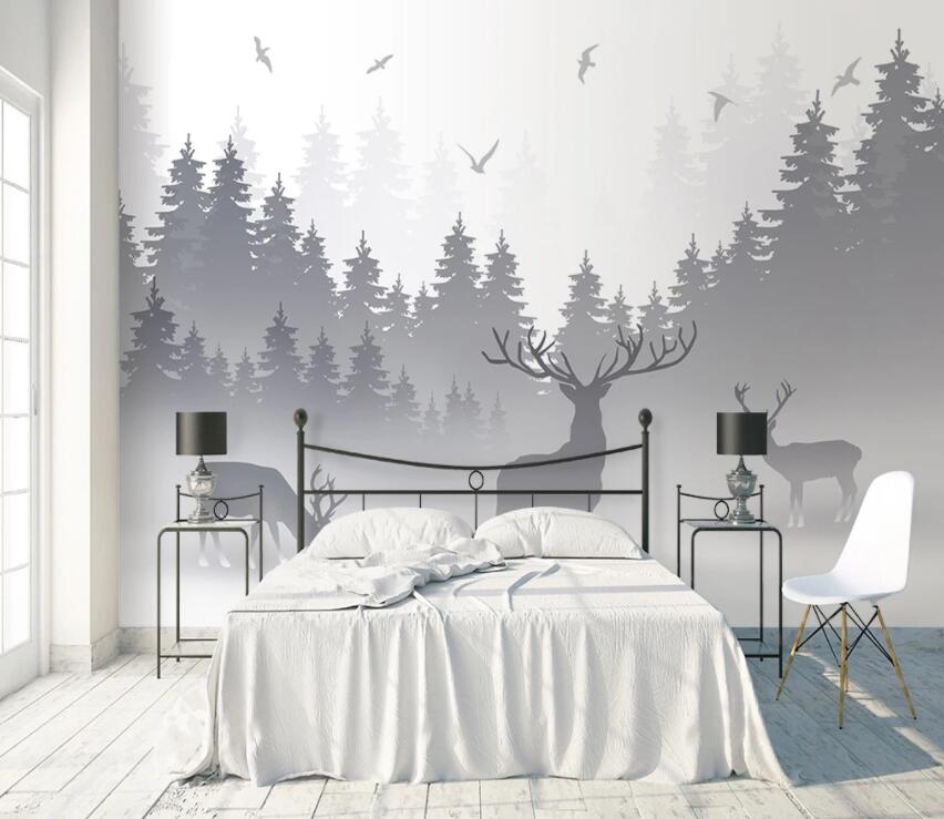 3D Deer Forest 1362 Wall Murals Wallpaper AJ Wallpaper 2 