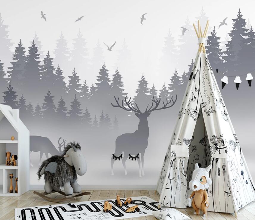 3D Deer Forest 1362 Wall Murals Wallpaper AJ Wallpaper 2 