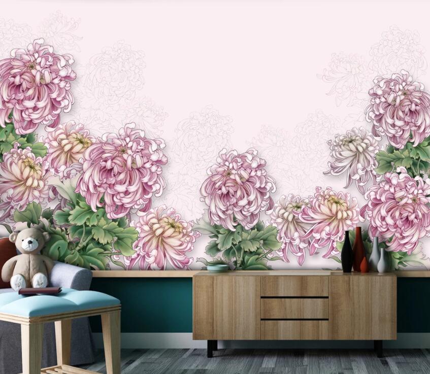 3D Pink Flower 1971 Wall Murals Wallpaper AJ Wallpaper 2 