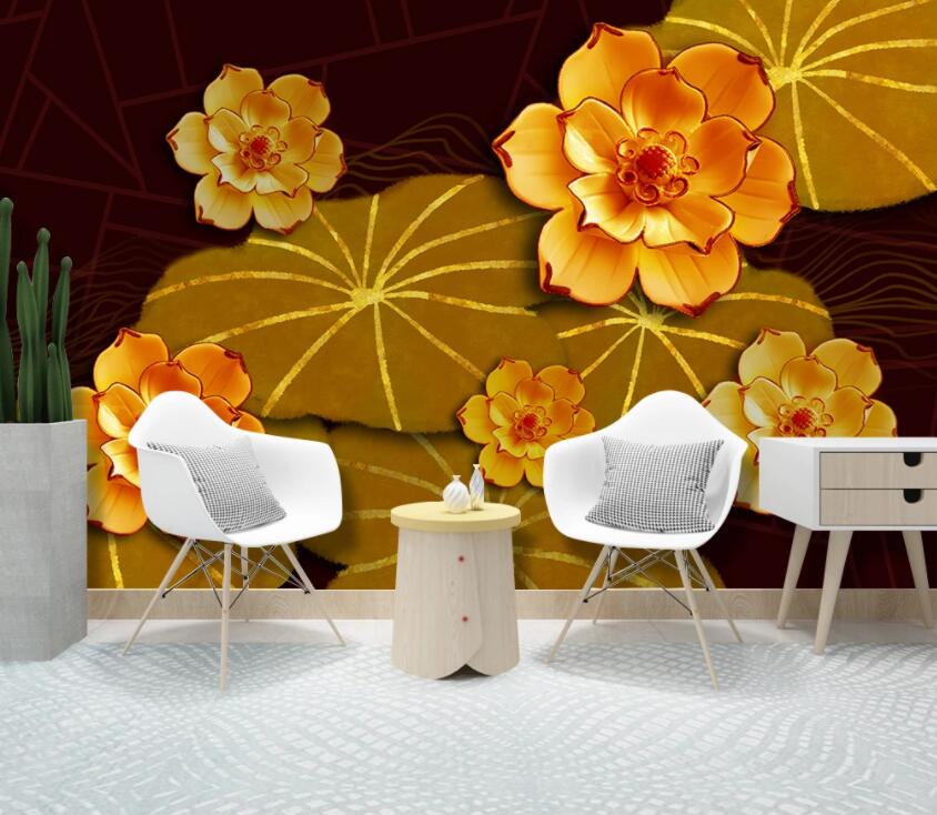 3D Golden Lotus 1969 Wall Murals Wallpaper AJ Wallpaper 2 