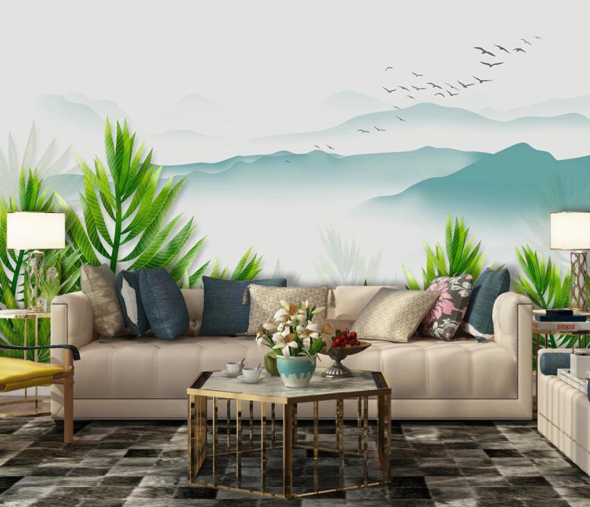 3D Valley Green Leaves 1964 Wall Murals Wallpaper AJ Wallpaper 2 