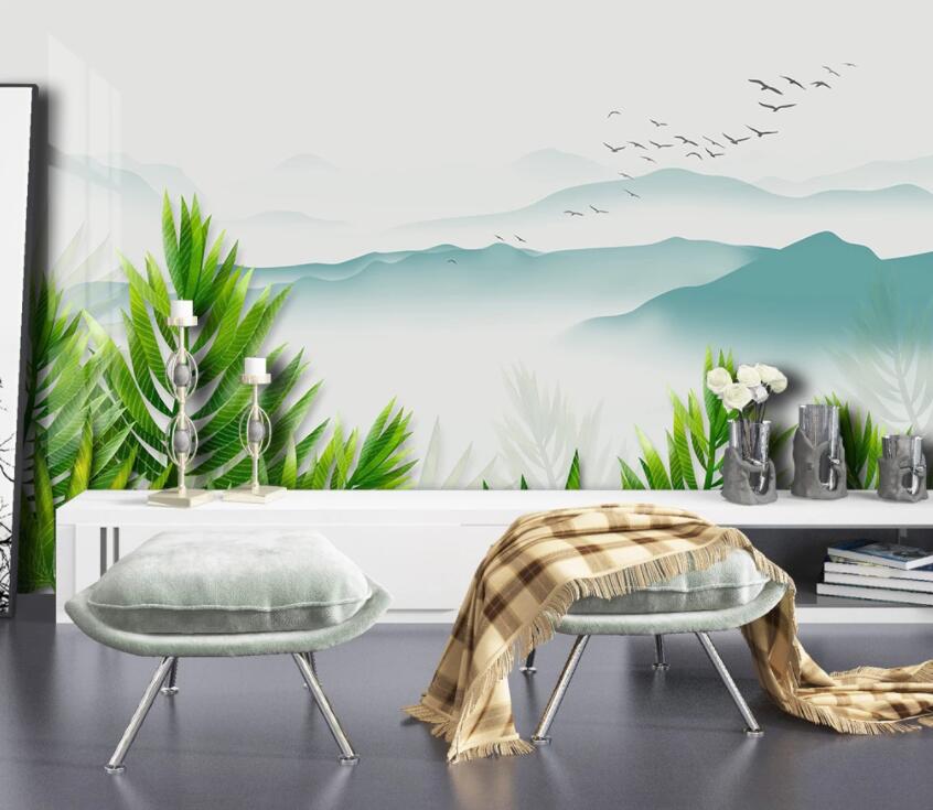 3D Valley Green Leaves 1964 Wall Murals Wallpaper AJ Wallpaper 2 