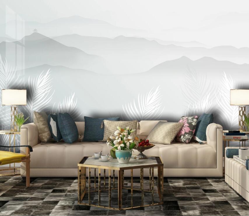 3D White Leaves 1952 Wall Murals Wallpaper AJ Wallpaper 2 