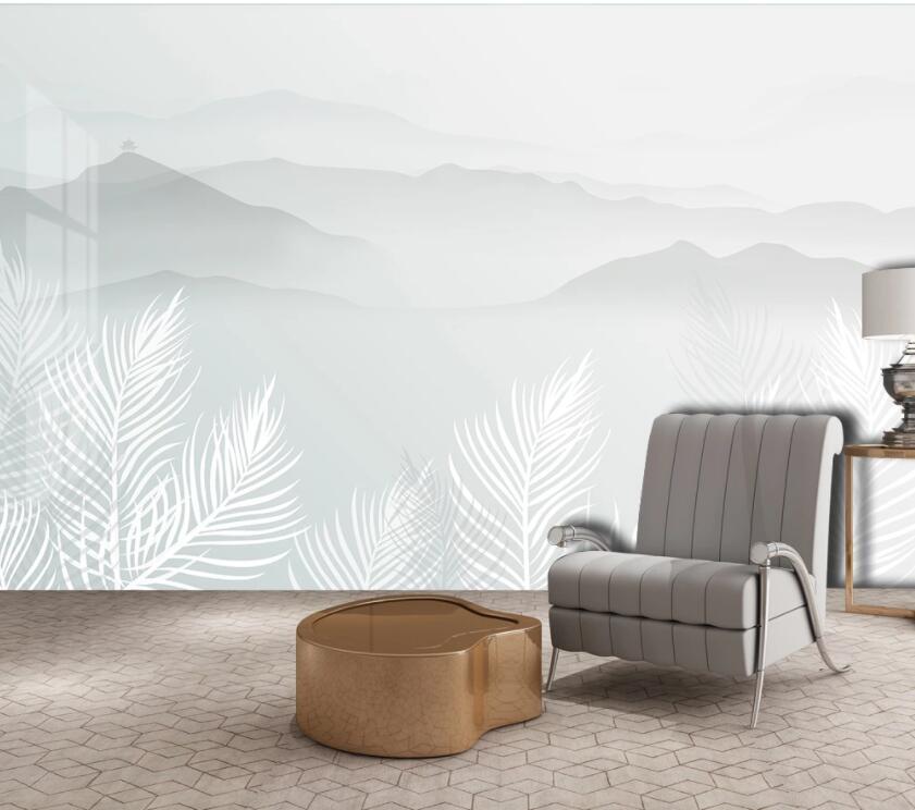 3D White Leaves 1952 Wall Murals Wallpaper AJ Wallpaper 2 